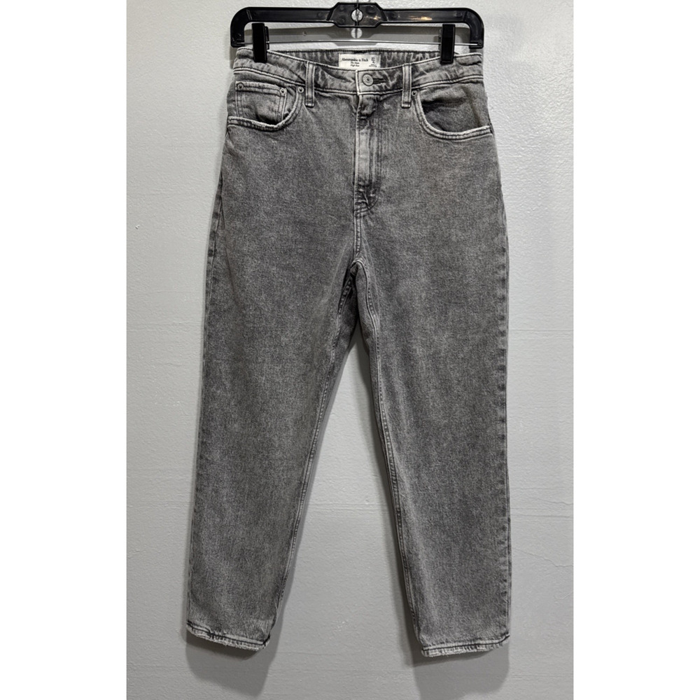 Abercrombie Fitch The Mom High Rise Jeans Womens 27 / 4s Acid Wash Black Denim